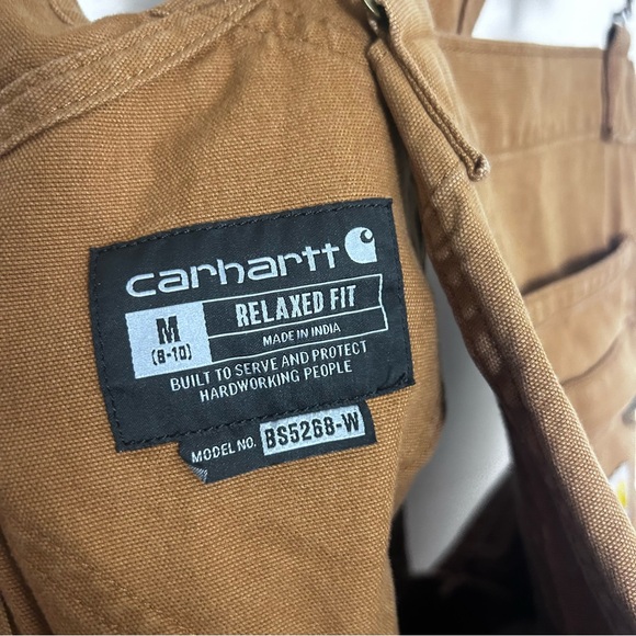 CARHARTT Relaxed Fit Short Overalls Brown Canvas Size M (8–10) - Picture 8 of 10